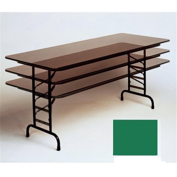 Correll Adjustable Height High Pressure Top Folding Table, 30x48" RECTANGULAR, GREEN BLACK