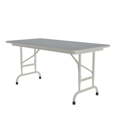 Correll Adjustable Height Thermal Fused Laminate Top Folding Table 24x48", RECTANGULAR GRAY GRANITE, GRAY