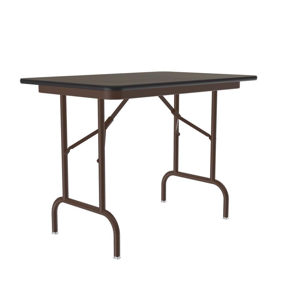 Walnut Brown Steel Rectangular Folding Table with Melamine Top