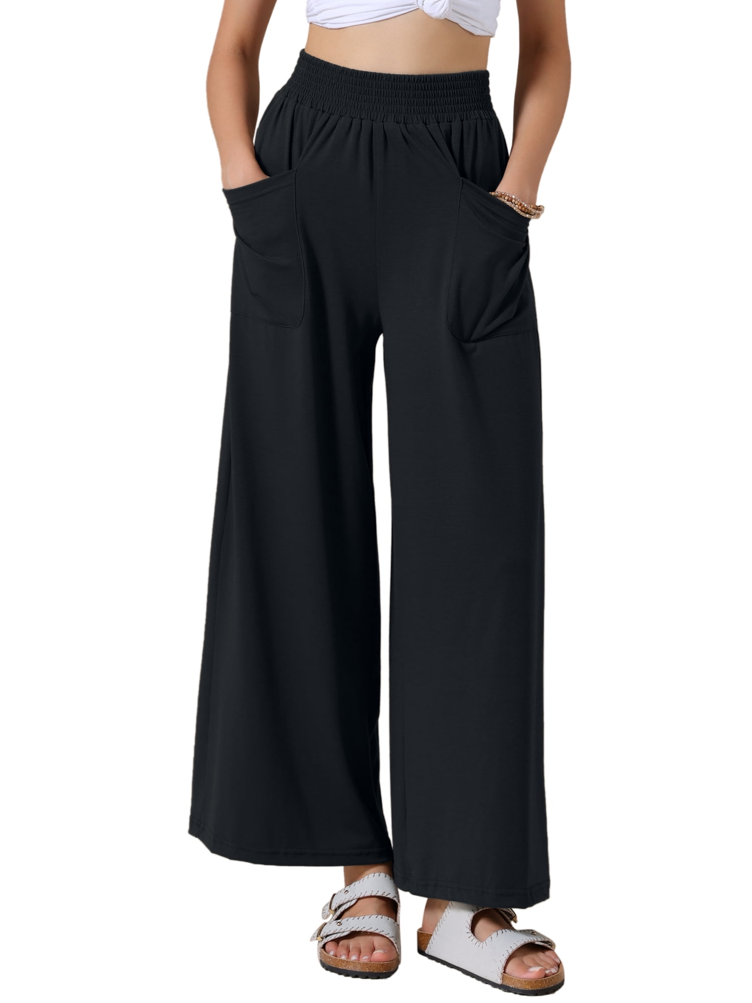 DARING DIVA Women's Wide Leg Baggy Palazzo Casual Pant Small Black