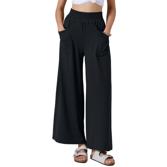 DARING DIVA Women's Wide Leg Baggy Palazzo Casual Pant Small Black