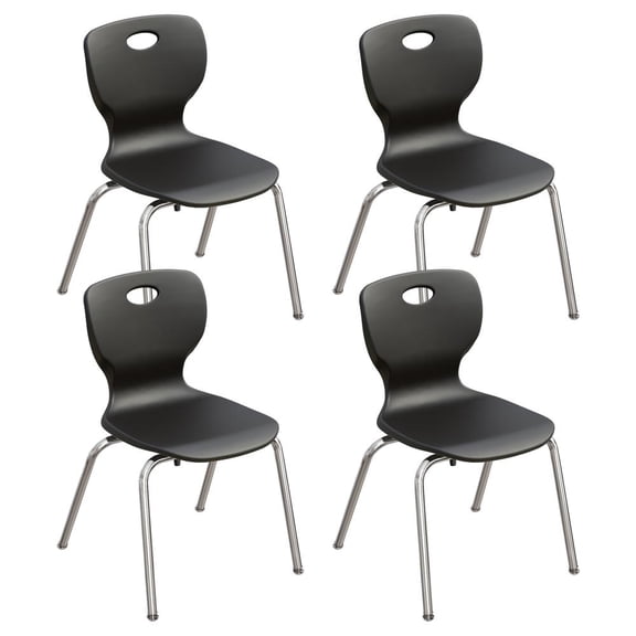 Correll CSC 14" Classic Metal/Plastic Stacking Student Chair - Black (Set of 4)