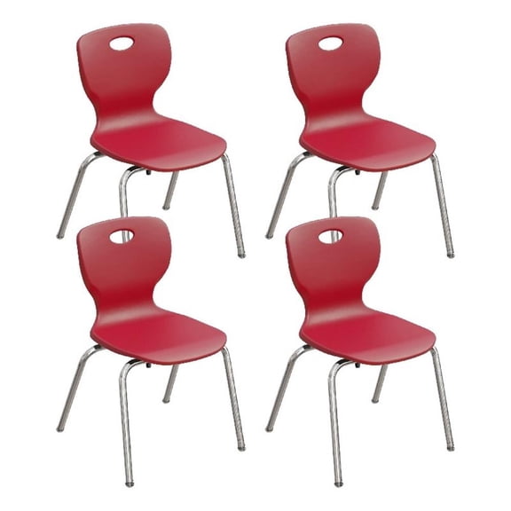 Correll CSC 14" Classic Metal/Plastic Stacking Student Chair - Red (Set of 4)