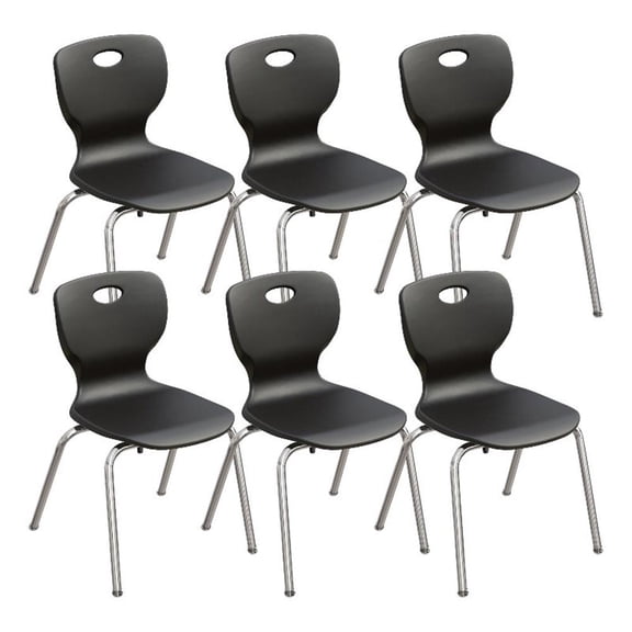 Correll CSC 14" Classic Metal/Plastic Stacking Student Chair in Black (Set of 6)