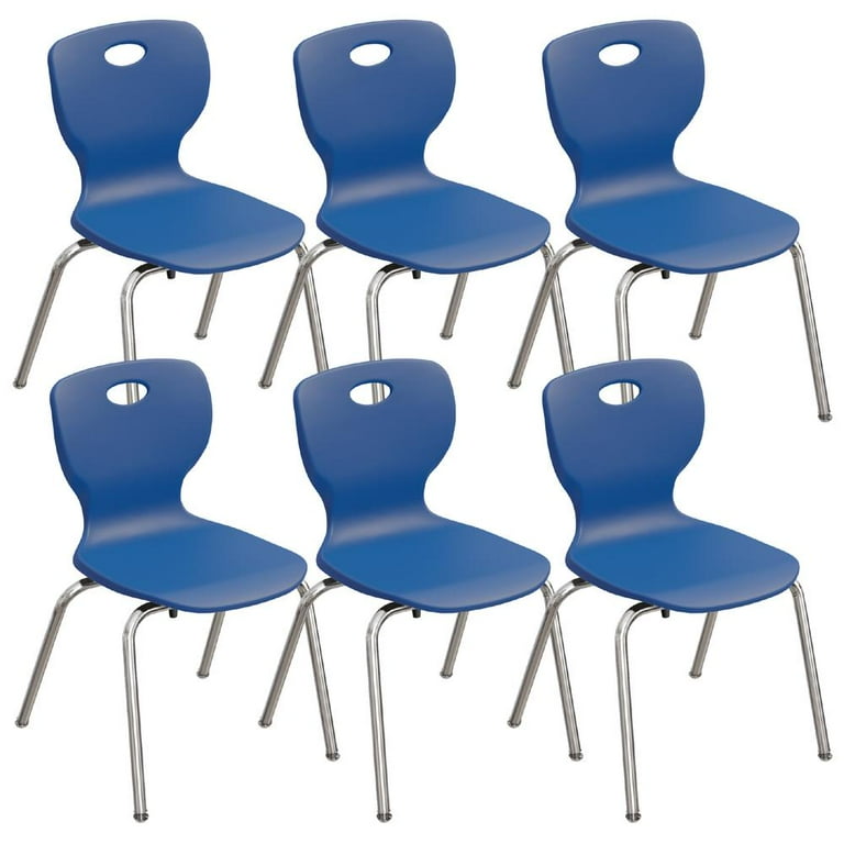 Correll CSC 14 Classic Metal Plastic Stacking Student Chair in Blue Set of 6