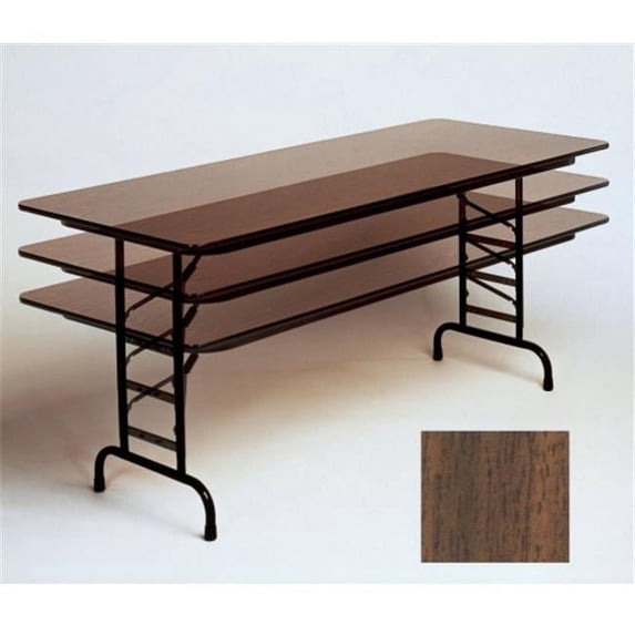 Correll Cfa3096M-01 Melamine Top Folding Tables - Adjustable Height - Walnut