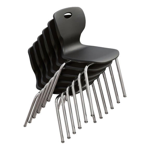 Correll CSC 18" Classic Metal/Plastic Stacking Student Chair in Black (Set of 6)