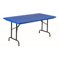 thumbnail image 1 of Correll Commercial Duty BLUE Plastic Top Folding Table One-Piece Blow-Molded Plastic Top is Waterproof, Scratch, Stain, & Impact Resistant, Colors go all the way through, 1 of 3