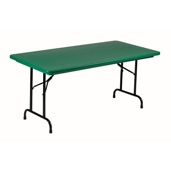 Correll Commercial Duty GREEN Plastic Top Folding Table One-Piece Blow-Molded Plastic Top is Waterproof, Scratch, Stain, & Impact Resistant, Colors go all the way through