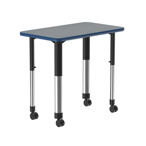Correll Commercial Lamiante Top Collaborative Desk with Casters 34x20", RECTANGULAR, GRAY GRANITE BLACK/CHROME