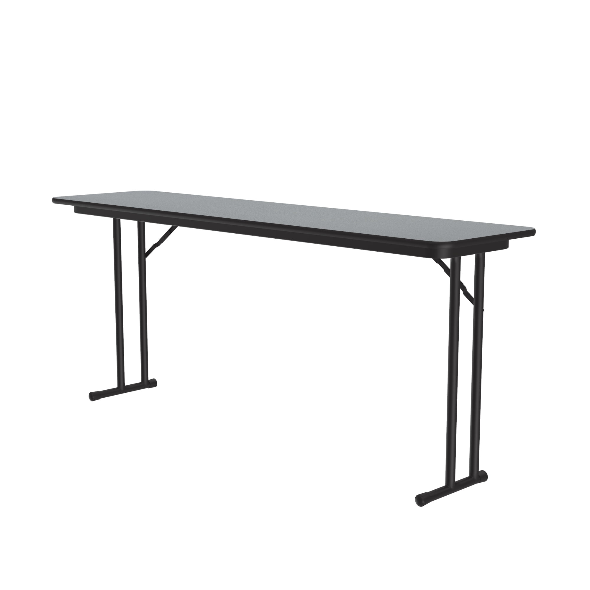 Black Steel Rectangular Training Table with Brown Laminate Top