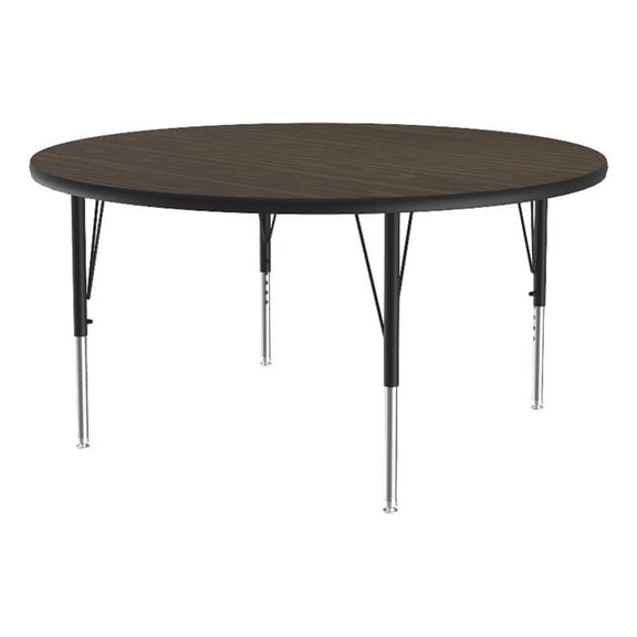 Correll Thermal Fused 42" Round Laminate Wood Activity Table in Walnut
