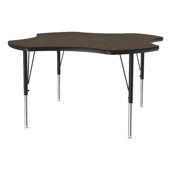 Correll Thermal Fused 48" Clover Laminate Wood Activity Table in Walnut