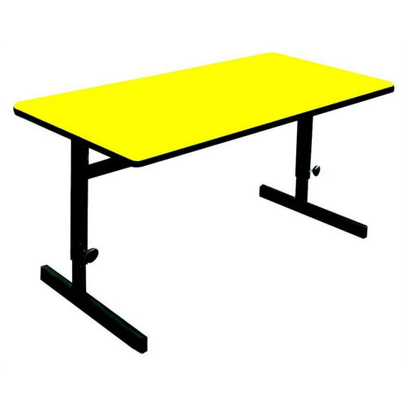 Correll Inc. Adjustable Height Deluxe High-Pressure Top Computer/Student Desks 24x36", RECTANGULAR YELLOW BLACK