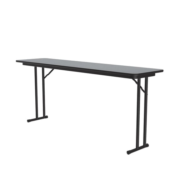 Correll Deluxe High-Pressure Folding Seminar Table with Off-Set Leg 18x72" RECTANGULAR, GRAY GRANITE, BLACK