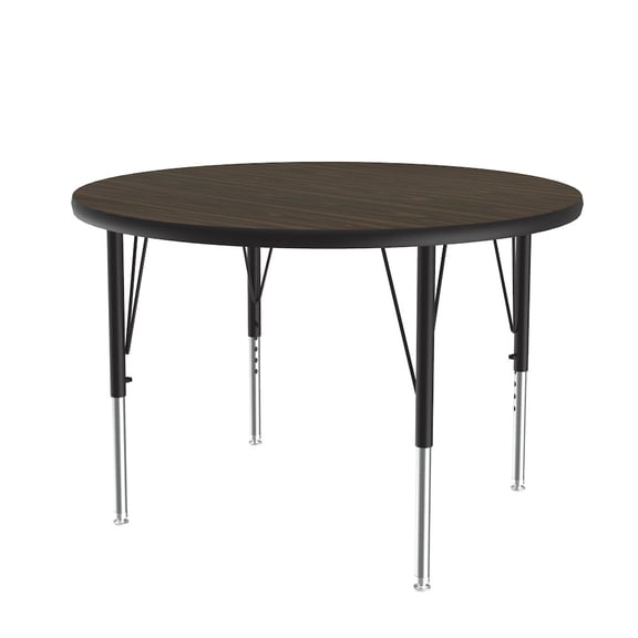 Correll Thermal Fused 36" Round Laminate Wood Activity Table in Walnut