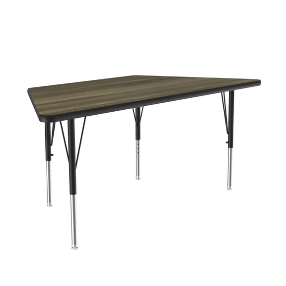 Correll 30x60" Top Bar Stool/Standing Trapezoid Activity Table in Hickory