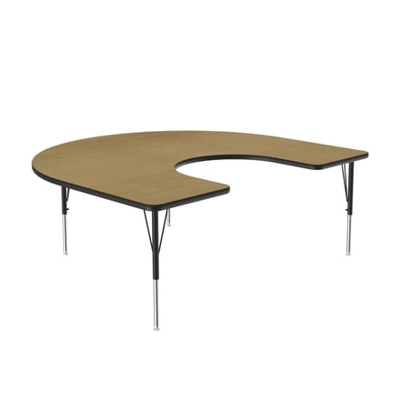 Correll Deluxe High-Pressure Top Activity Tables 60x66" HORSESHOE, FUSION MAPLE BLACK/CHROME
