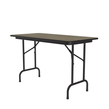 Correll Deluxe High Pressure Top Folding Table, 24x48" RECTANGULAR COLONIAL HICKORY BLACK