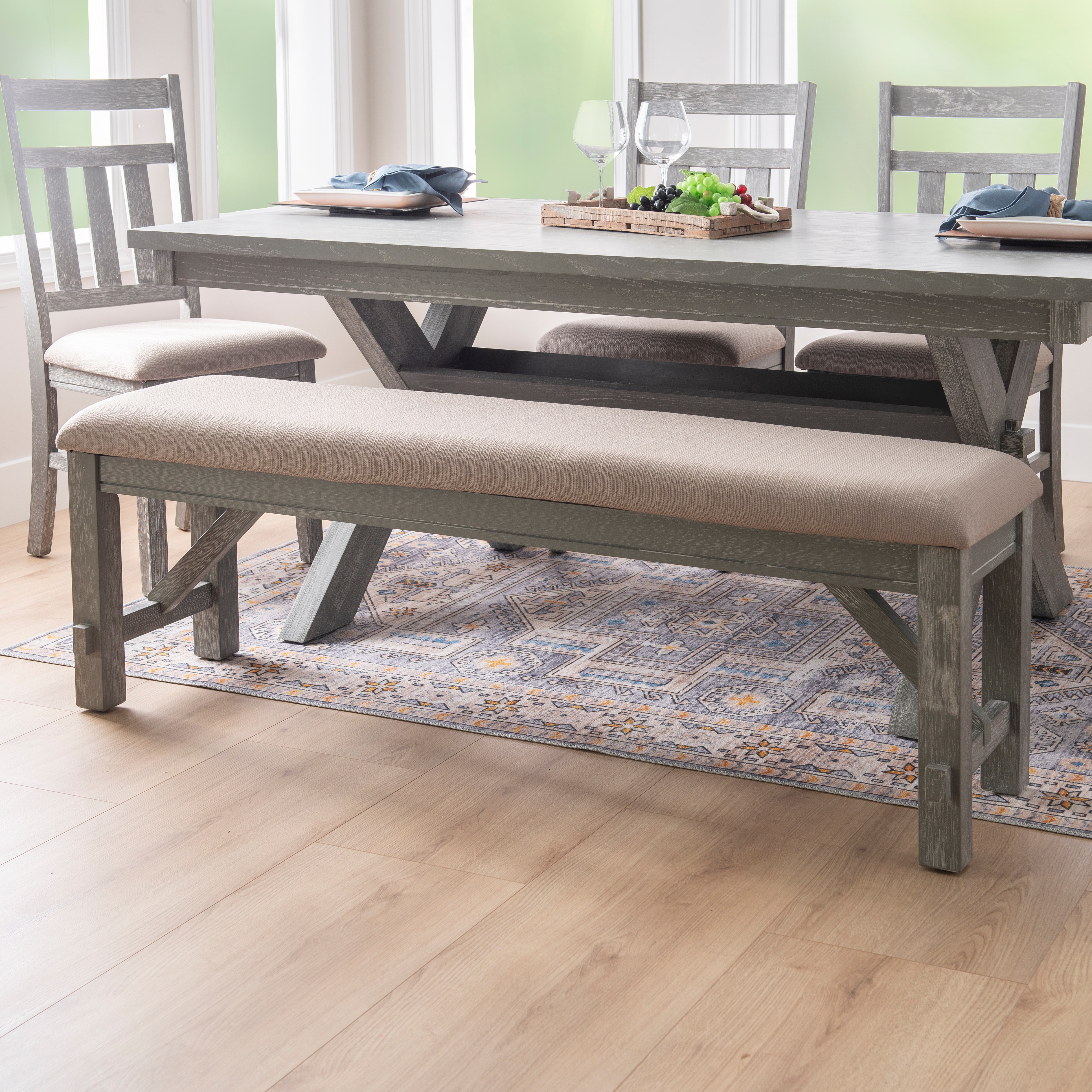Gray farmhouse table with bench new arrivals