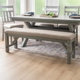 thumbnail image 1 of Correll Farmhouse Dining Bench, Weathered Gray Base with Tan Fabric, 1 of 15