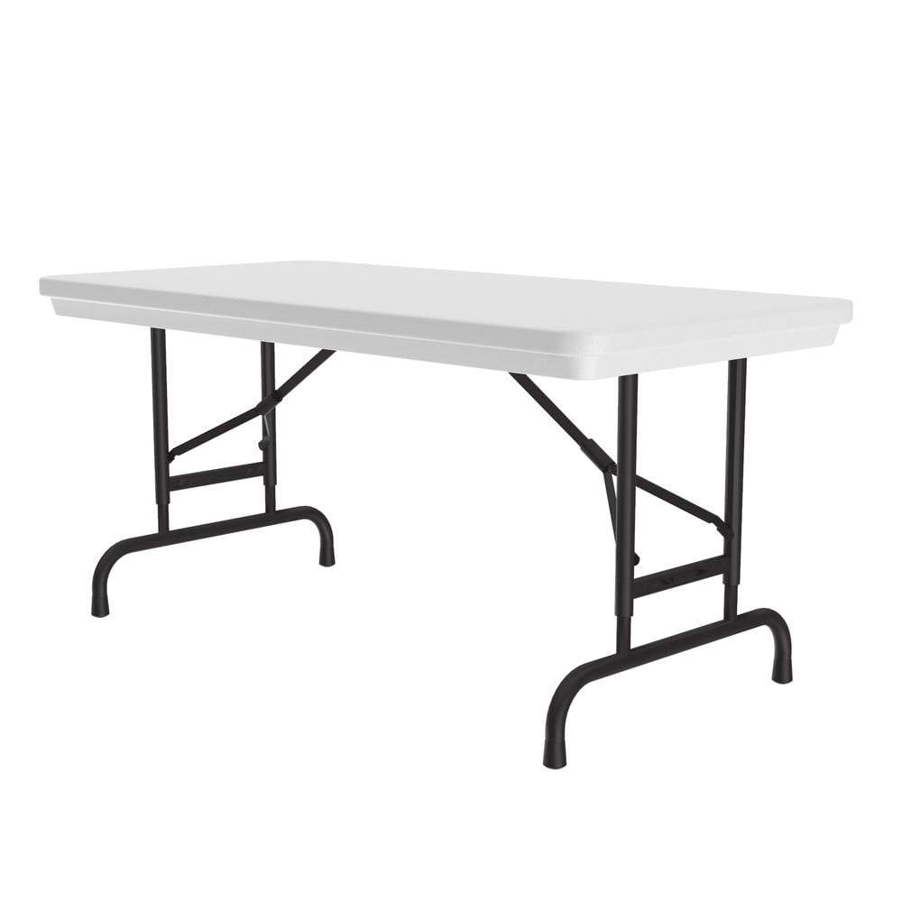 Adjustable Rectangular Black Steel and Gray Plastic Folding Table