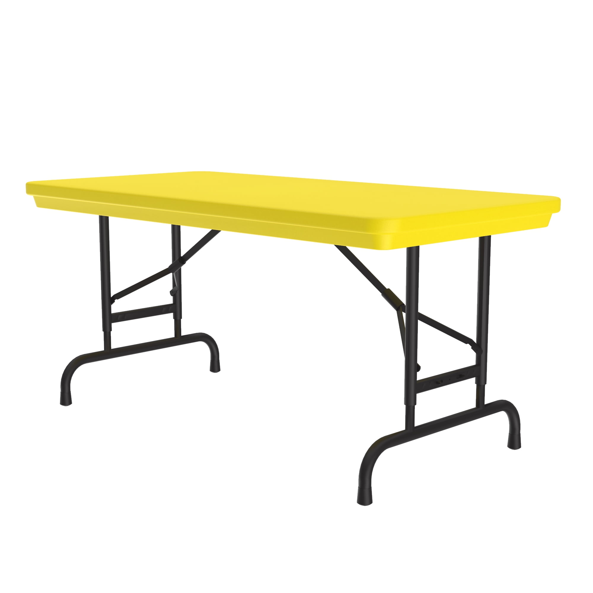 Yellow Rectangular Plastic Folding Table with Black Steel Frame