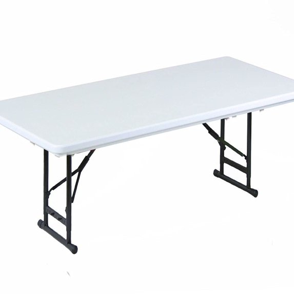 Correll 17-27"H Adjustable Heavy Duty Blow-Molded Folding Table in Gray Granite