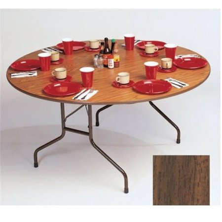 Correll Melamine Top Folding Round Tables - Walnut