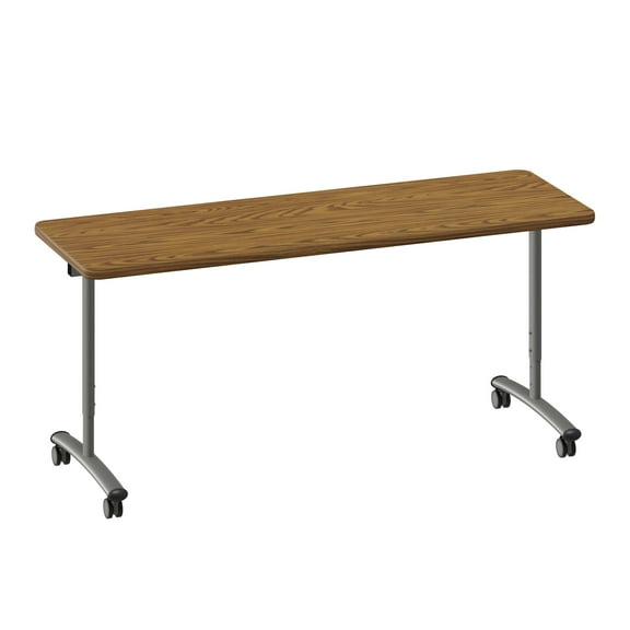 Correll Premium Sit to Stand  Flip Top Table 24x72 Medium Oak Wood Laminate