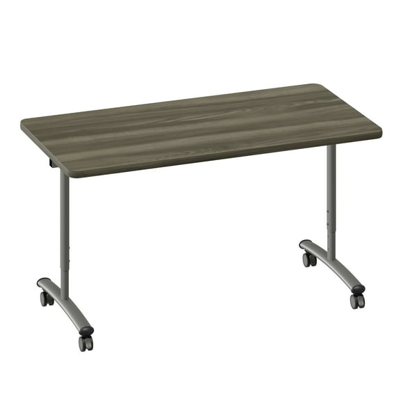 Correll Premium Sit to Stand Flip Top Table 30x60 Driftwood Wood Laminate