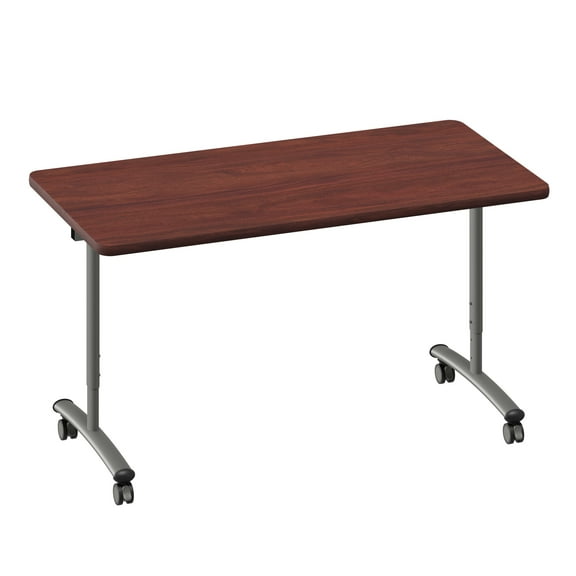 Correll Premium Sit to Stand Flip Top Table 30x60 Mahogany Wood Laminate