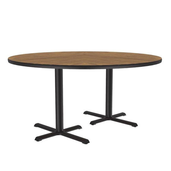 Correll SCT60R-06-98-06 60 in. Cross Base High Pressure Laminate Cafe & Breakroom Table with Stamped Steel Base - Medium Oak - Round