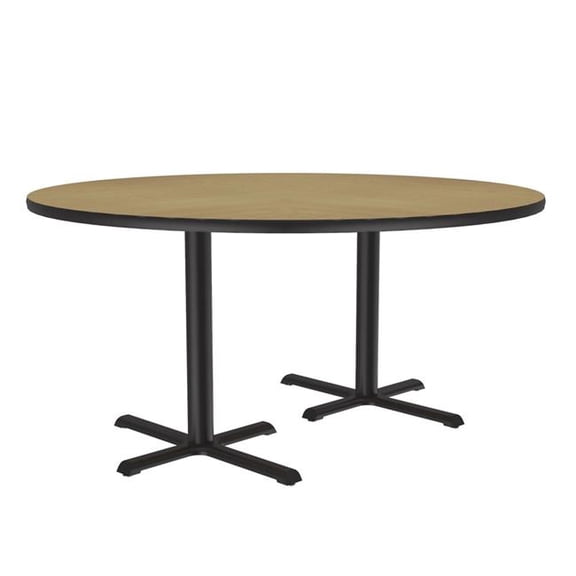 Correll SCT60R-16-98-16 60 in. Cross Base High Pressure Laminate Cafe & Breakroom Table with Stamped Steel Base - Fusion Maple - Round