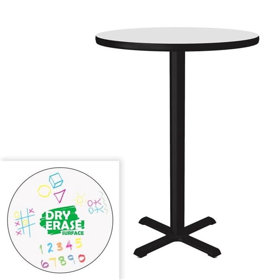Correll SXB24DER-80-98-35 24 in. Dry Erase High Pressure Laminate Cafe & Breakroom Table with Stamped Steel Base - Frosty White - Round
