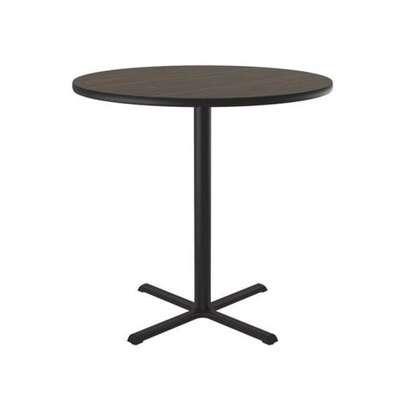 Correll SXB36R-01-98-01 36 in. X-Base High Pressure Laminate Cafe & Breakroom Table with Stamped Steel Base - Walnut - Round