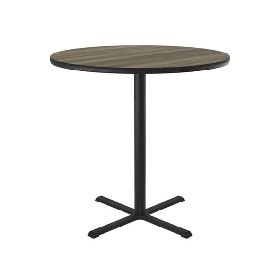 Correll SXB42R-53-98-53 42 in. X-Base High Pressure Laminate Cafe & Breakroom Table with Stamped Steel Base - Colonial Hickory - Round