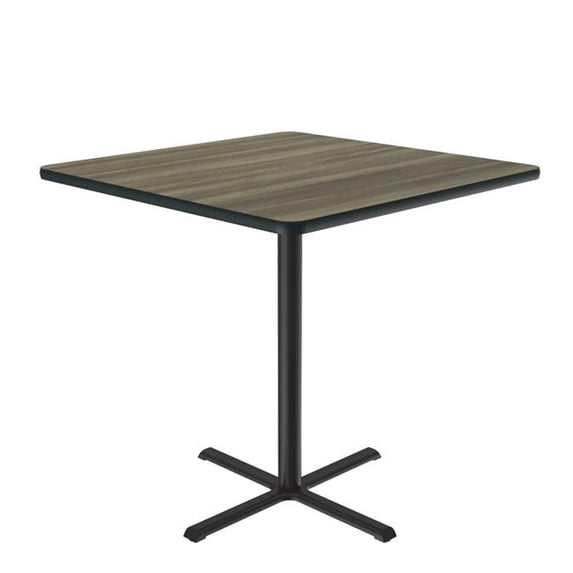 Correll SXB42S-53-98-53 42 in. X-Base High Pressure Laminate Cafe & Breakroom Table with Stamped Steel Base - Colonial Hickory - Square