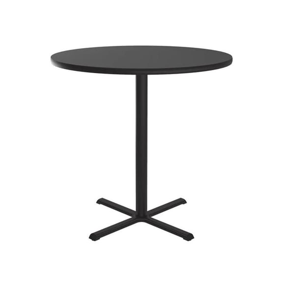 Correll SXB48R-07-98-09 48 in. X-Base High Pressure Laminate Cafe & Breakroom Table with Stamped Steel Base - Black Granite - Round