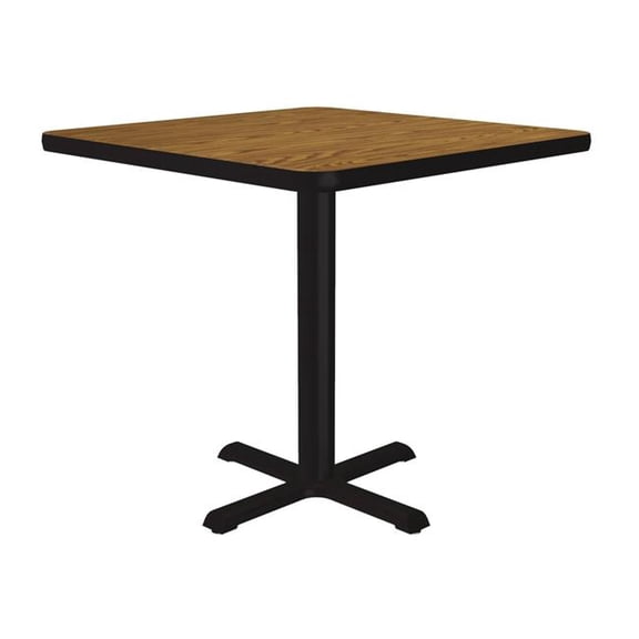 Correll SXT24S-06-98-06 24 in. X-Base High Pressure Laminate Cafe & Breakroom Table with Stamped Steel Base - Medium Oak - Square