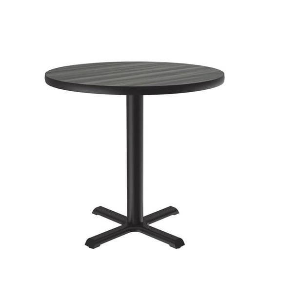 Correll SXT30R-52-98-52 30 in. X-Base High Pressure Laminate Cafe & Breakroom Table with Stamped Steel Base - England Driftwood - Round