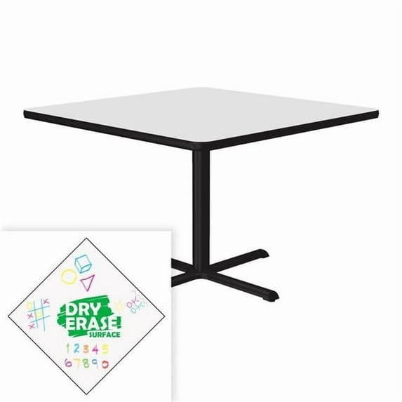 Correll SXT36DES-80-98-45 36 in. X-Base Dry Erase High Pressure Laminate Cafe & Breakroom Table with Stamped Steel Base - Frosty White - Square