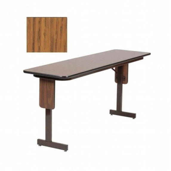 Correll Spa2496Px-06 .75 Inch High Pressure Panel Leg Seminar Table - Adjustable Height - Med Oak