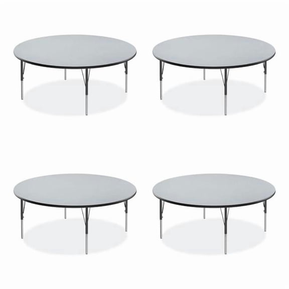 Correll CRL60TFRD1595K4 Height Adjustable Activity Table, Round, 60 x 19 to 29 in., Gray Granite Top, Black Legs