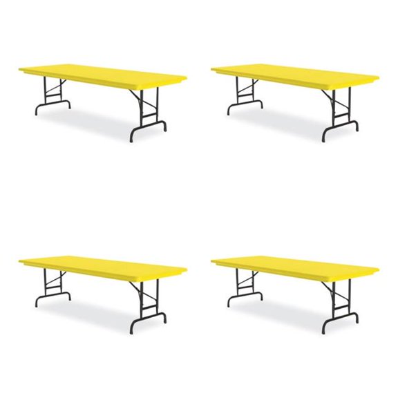 Correll CRLRA3060284P Adjustable Folding Table, Rectangular, 60 x 30 x 22 to 32 in., Yellow Top, Black Legs