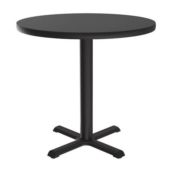 Round Cafe and Breakroom Table (24 in./22 in. X-Base/Black Granite)
