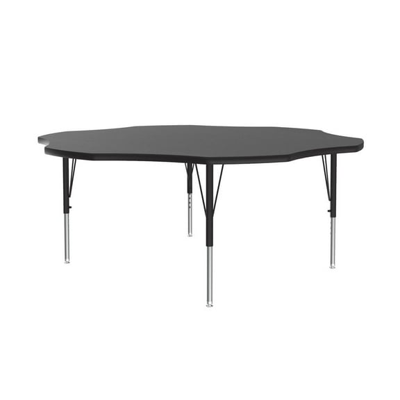 Correll Thermal Fused 60" Flower Laminate Wood Activity Table in Black Granite