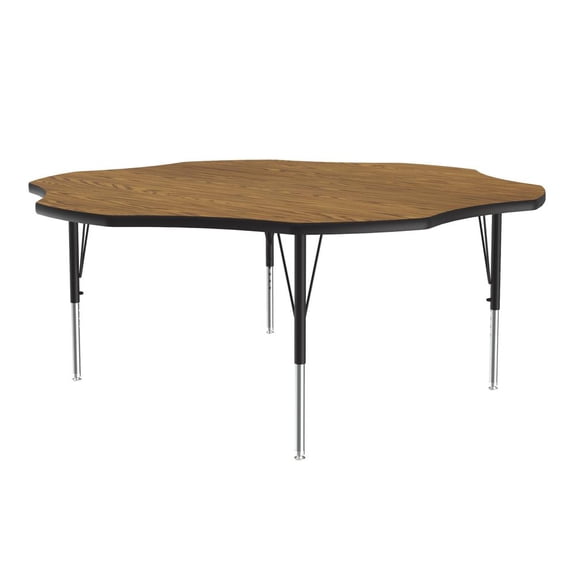 Correll Thermal Fused 60" Flower Laminate Wood Activity Table in Medium Oak