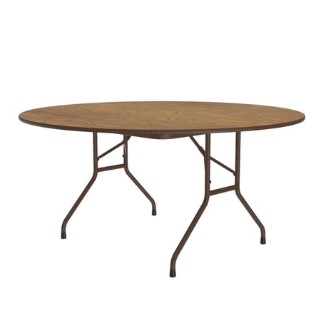 Correll Round Laminate Top Folding Table With Medium Oak Finish CF60TF-06