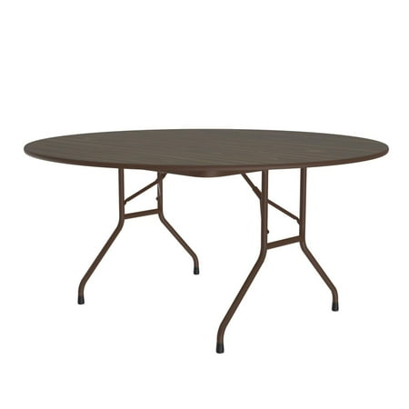 Correll Round Thermal Fused Laminate Top Folding Table With Walnut CF60TF-01